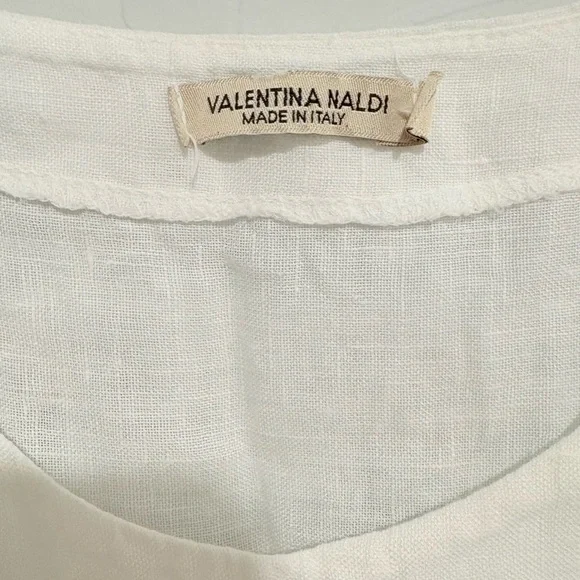 White Sleeveless linen Top - Picture 2 of 3